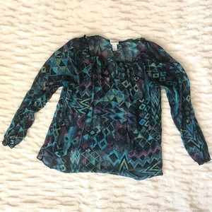 CHICO’S Silk Blue Purple Patterned Women’s Blouse, Size 3 (XL-16)